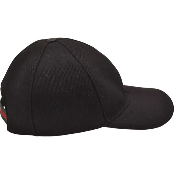 087273AR (S3) Gucci Cap Web Sherry Line Interlocking Black Canvas - Picture 5 of 14